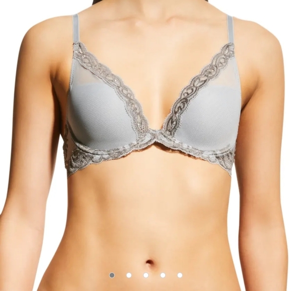 Natori Feathers Contour Plunge Bra Light Green Mint Lace‎ Demi 34DD - Picture 10 of 10